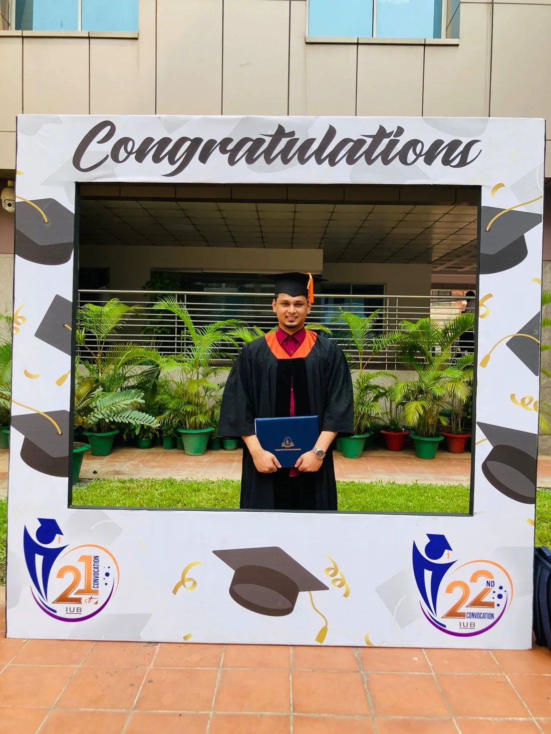 Nafees at his bachelor’s graduation at Independent University, Bangladesh