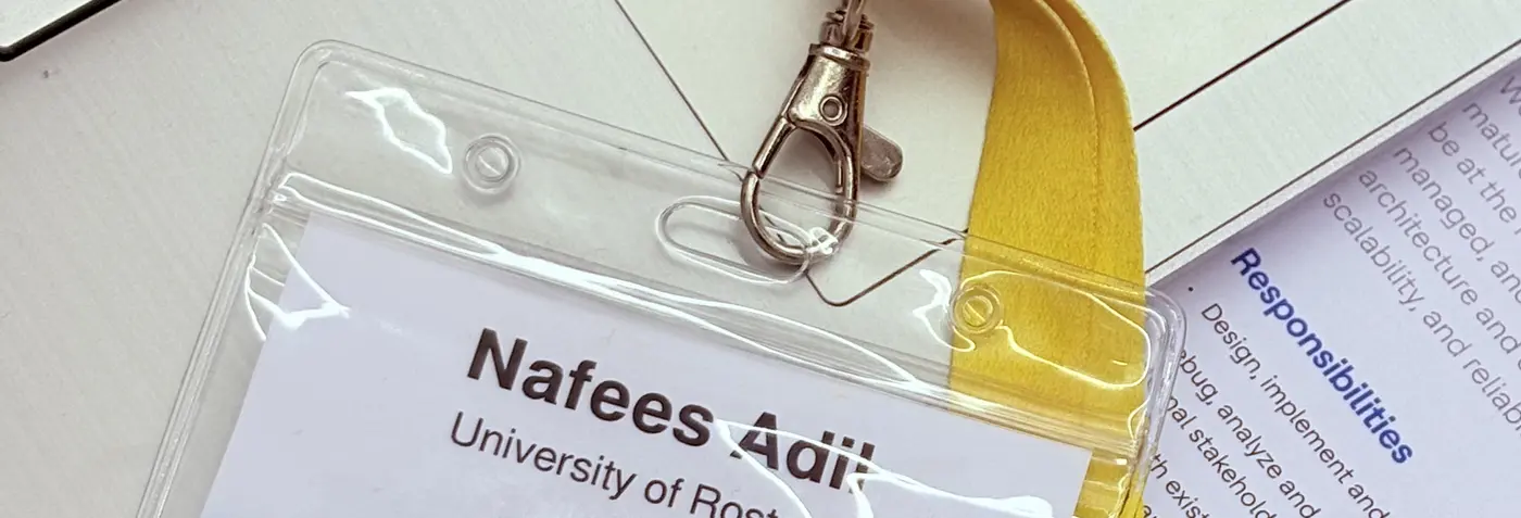 Competition badge showing Nafees Adil and University of Rostock